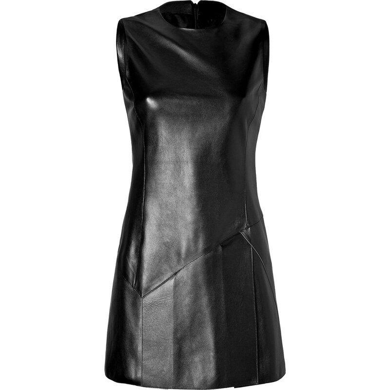 Neil Barrett Leather Modernist Dress in Black/Charcoal