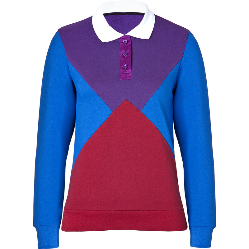 Ostwald Helgason Polo Panel Sweatshirt in Purple/Red/Royal Blue