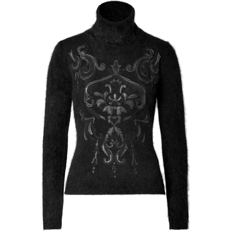 Emilio Pucci Wool Pullover with Leather Applique in Black