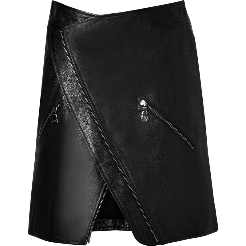 McQ Alexander McQueen Leather Zip Mini-Skirt in Black