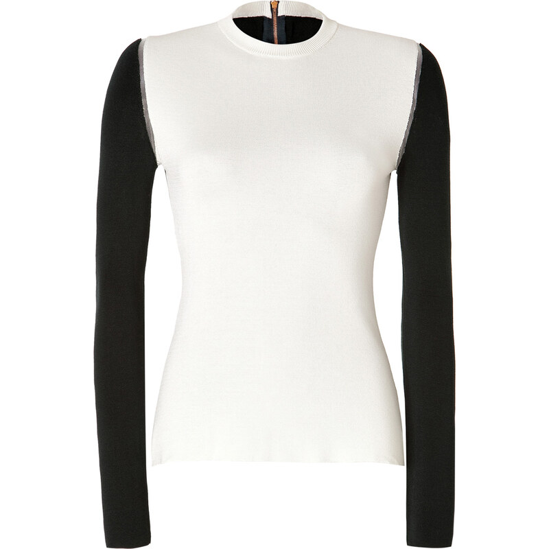 Cédric Charlier Silk Two-Tone Knit Top