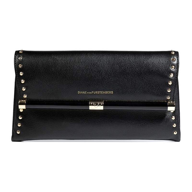 Diane von Furstenberg Leather 440 Envelope Clutch in Black