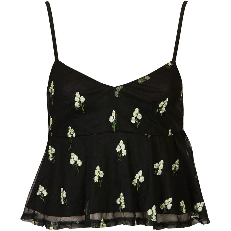Topshop Daisy Embroidered Peplum Cami