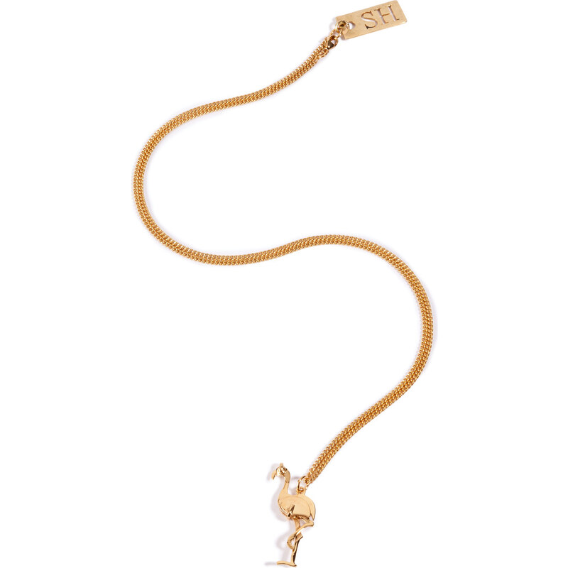Sophie Hulme Gold Plated Flamingo Necklace in Gold