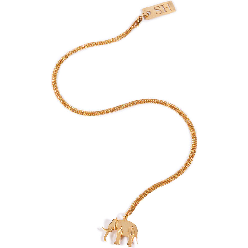 Sophie Hulme Gold Plated Elephant Necklace in Gold