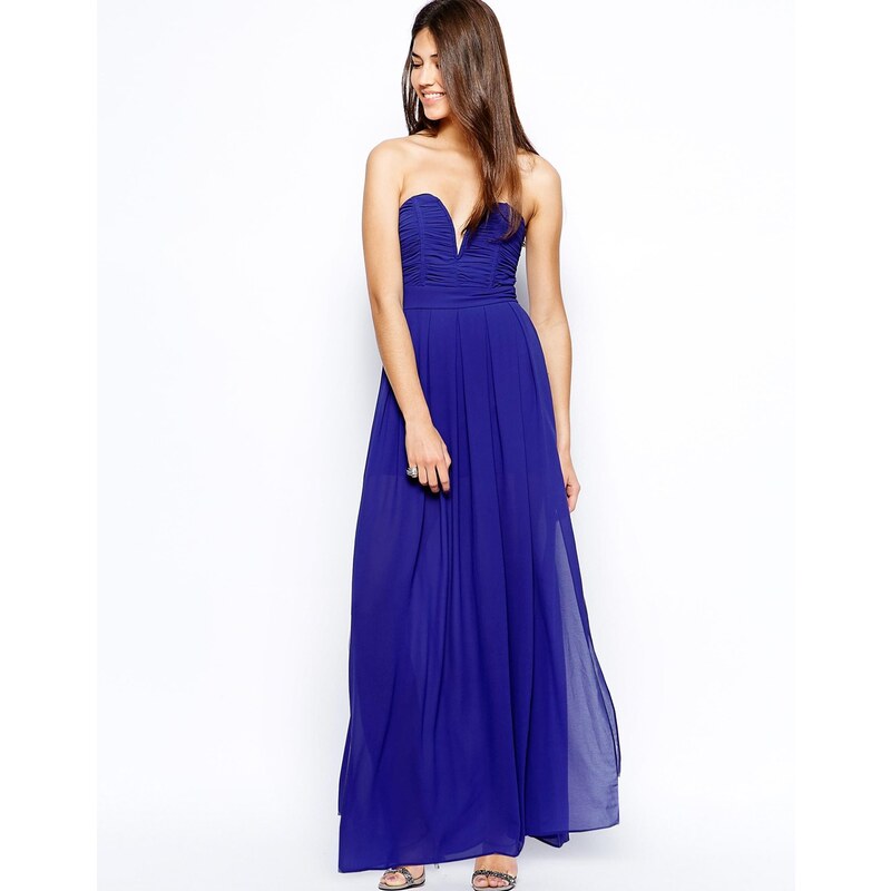 TFNC Maxi Dress With Plunge Bustier - Blue