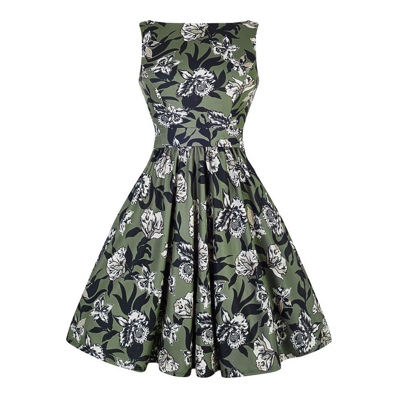 Zelené květované retro šaty Lady V London Tea