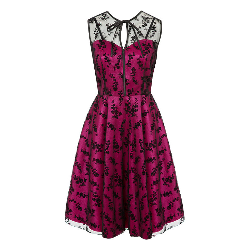 Černo-růžové brokátové šaty Voodoo Vixen Penny M