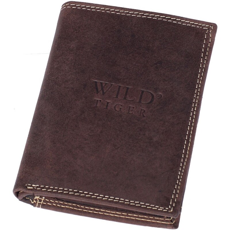 Pánská kožená peněženka Wild Tiger, tmavě hnědá, AM-28-034