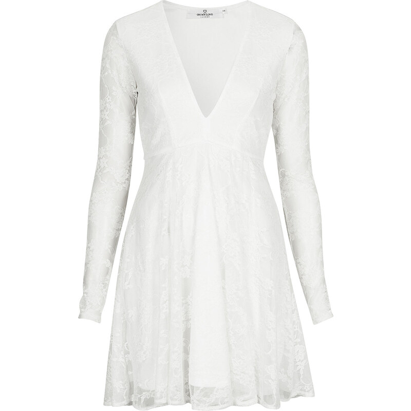 Topshop **Long Sleeve Lace Skater Dress by Oh My Love
