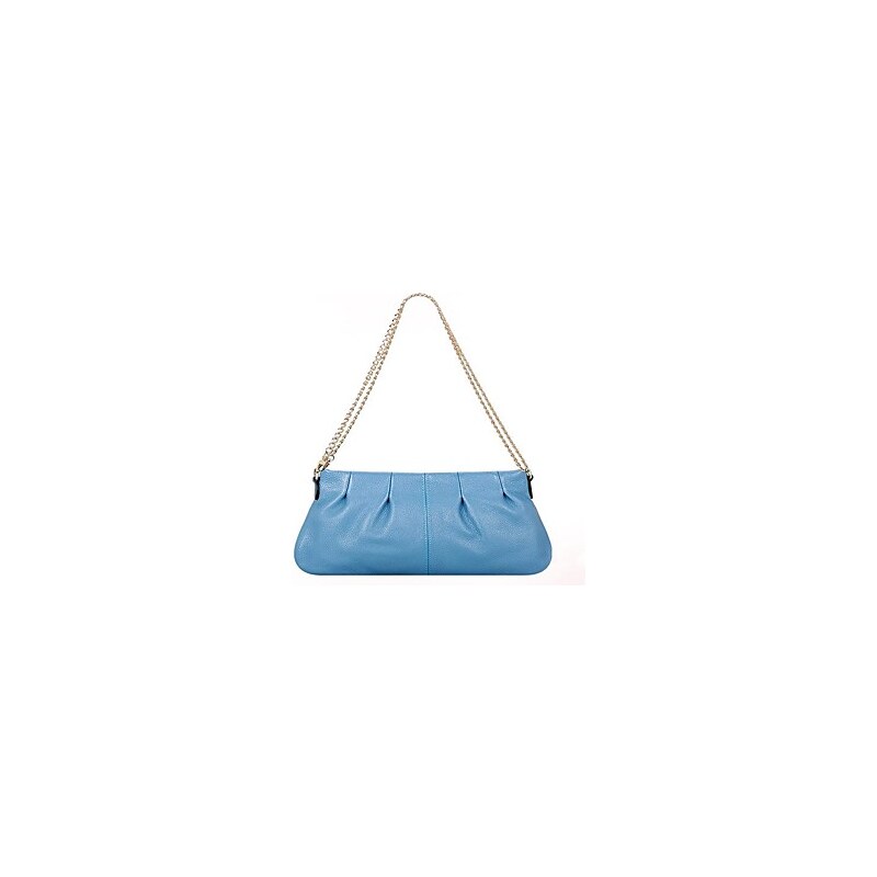 LightInTheBox Simple Ruched Design Women's Simple Genuine Leather Shoulder Bag/Crossbody Bag (Light Blue)