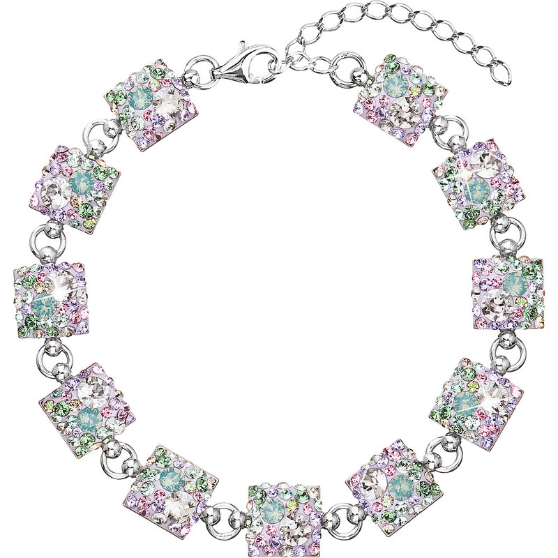 Stříbrný náramek se Swarovski krystaly mix barev 33047.3 sakura 74170372