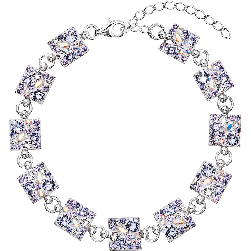 Stříbrný náramek se Swarovski krystaly fialový 33047.3 violet
