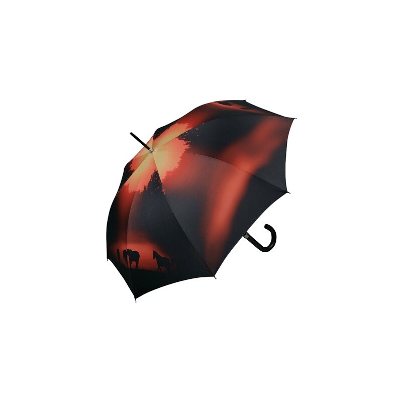 Doppler Dámský holový vystřelovací deštník ART Koně - večerní nálada 740599