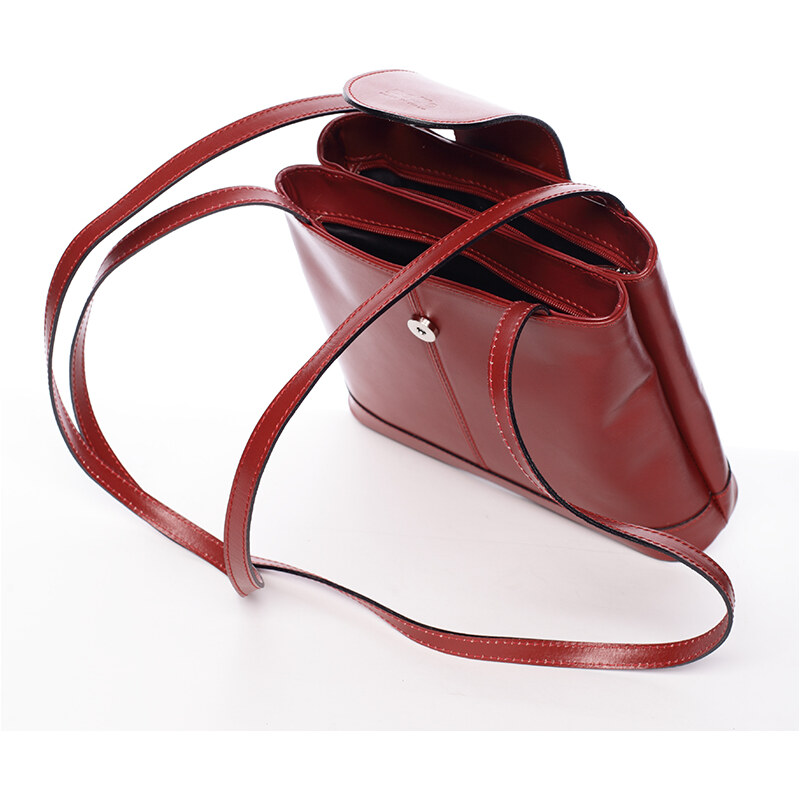 Kožená dámská červená kabelka přes rameno - ItalY Zenna červená