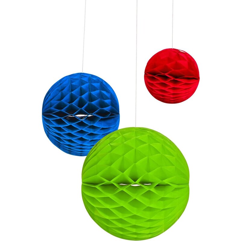 MAJA Papírová dekorační koule set - zelená/modrá/červená