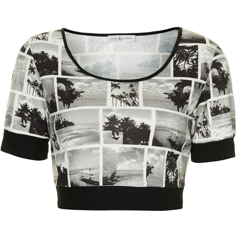 Topshop **Black and White Printed Crop Tee by Rare