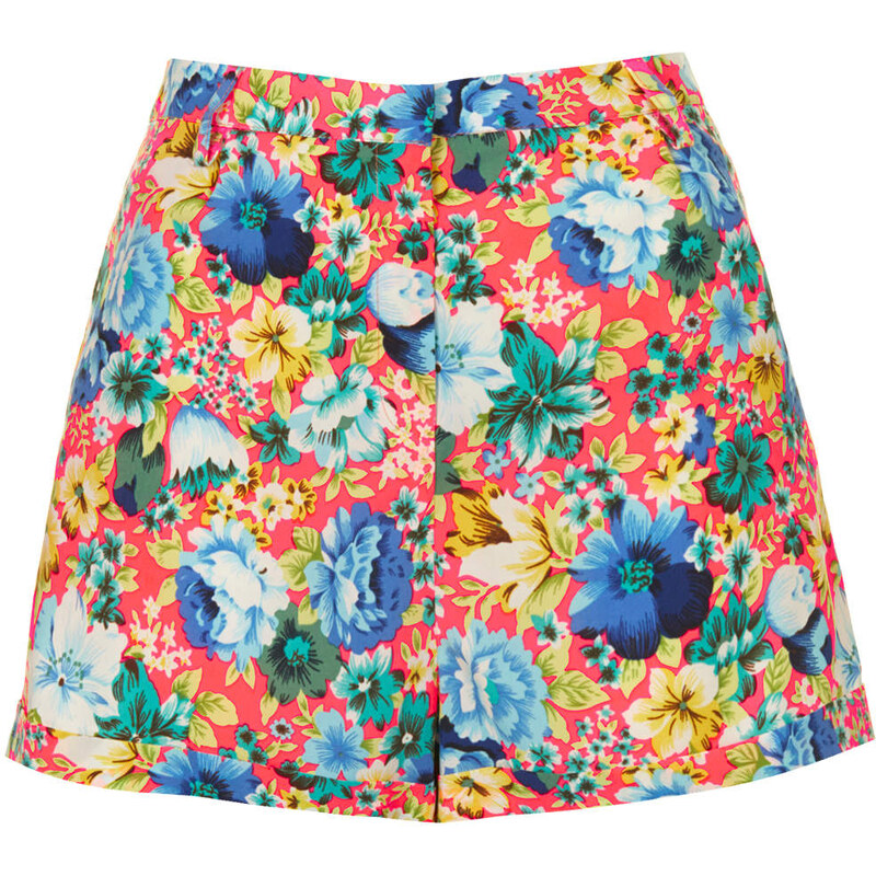 Topshop Fluro Floral Print Shorts