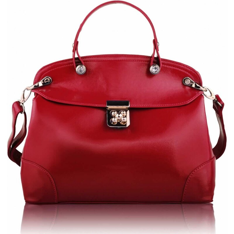 Dámská kabelka Mock Crok Satchel / LS Fashion - LS0051 - červená barva