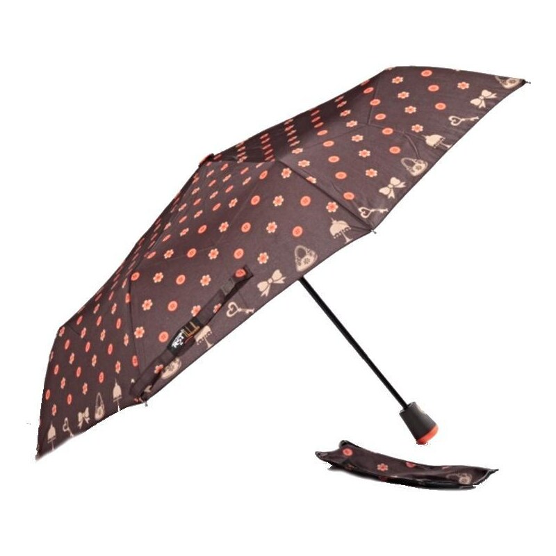 Afrodit Skládací deštník Knoflík hnědý