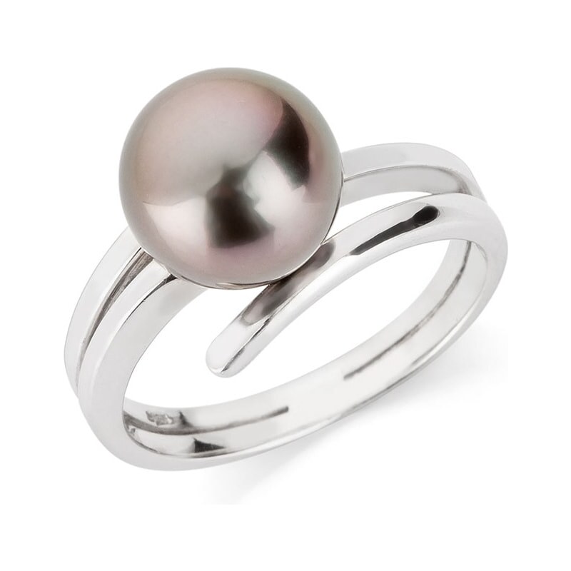 Stříbrný prsten s tahitskou perlou KLENOTA k0057019