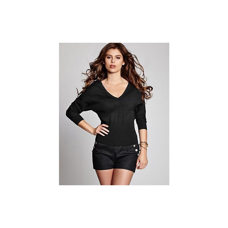 Svetr Guess Dolman Sleeve V-Neck Pullover černý