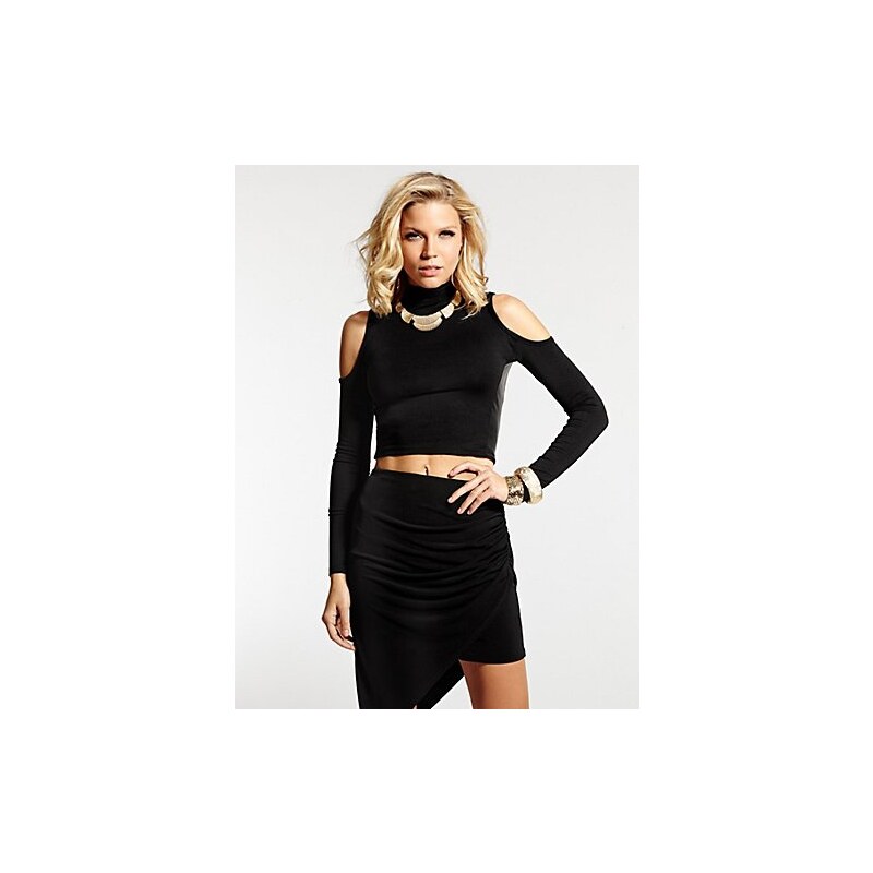 Triko Guess Long-Sleeve Cropped Cold Shoulder Top