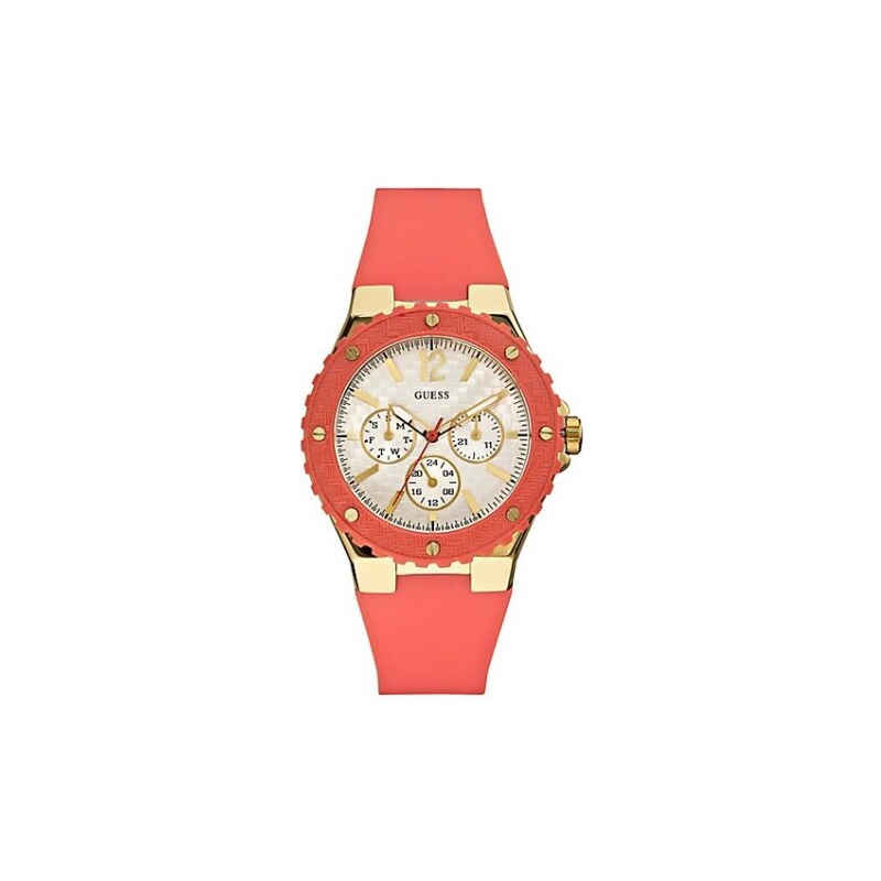 Hodinky Guess Coral and Gold Tone Feminine Sport