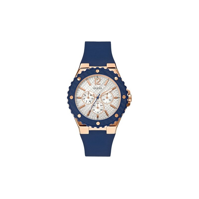 Hodinky Guess Blue and Rose Gold-Tone Feminine Sport Watch