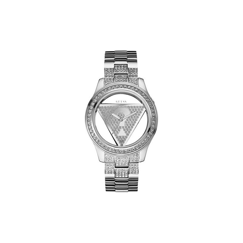 Hodinky Guess Silver-Tone Floating Iconic Triangle Watch