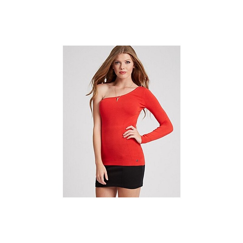 Svetr Guess Allison Long-Sleeve One Shoulder Sweater červený