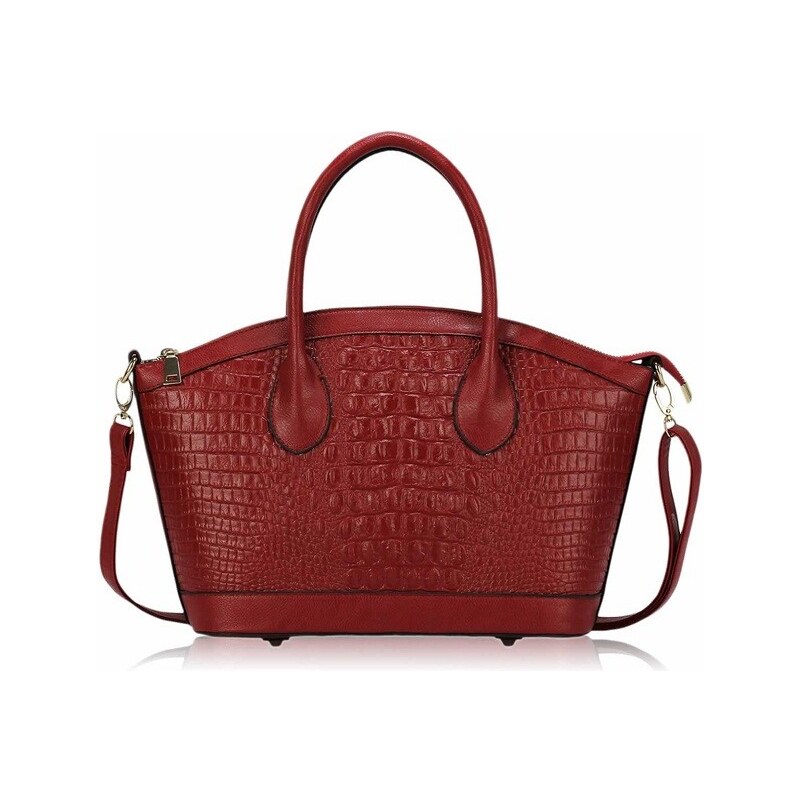 LS fashion Luxusní dámská červená krokodýlí kabelka