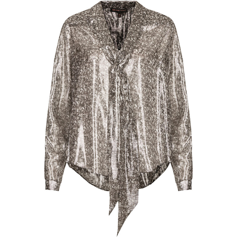 **Floral Metallic Lamé Tie Blouse by Kate Moss for Topshop