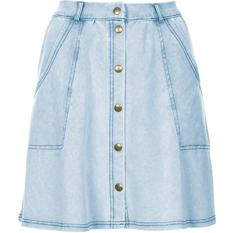 Topshop Denim-Look Button Front Skirt