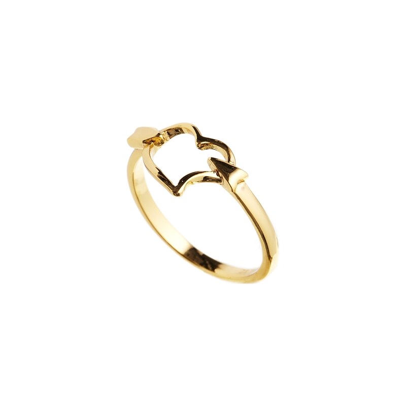French Connection Fine Arrow Through Heart Ring - Gold
