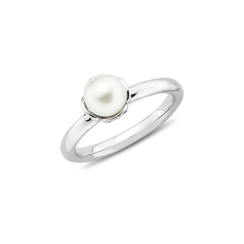 Stříbrný prsten s bílou perlou KLENOTA sil3622