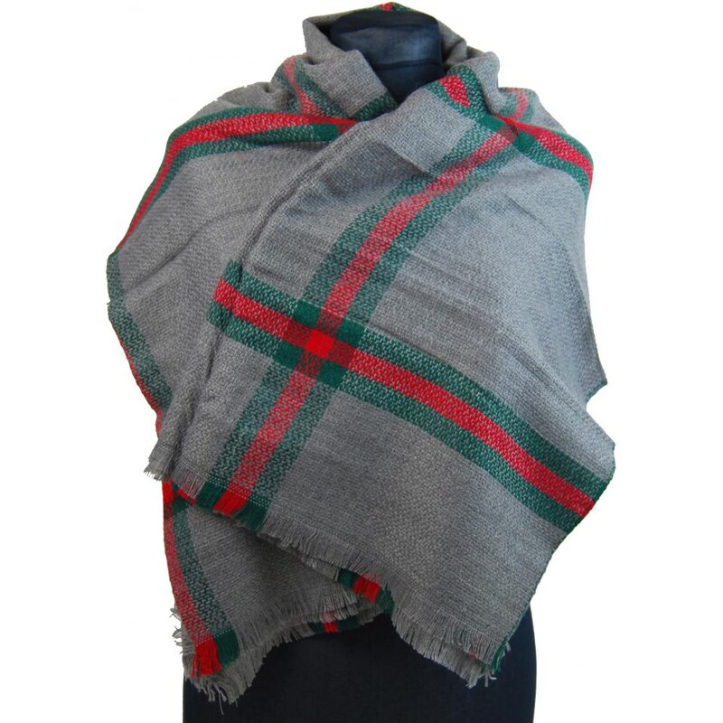 NEW BERRY dámská pletená šála / pléd BC717 středně šedá 22797351