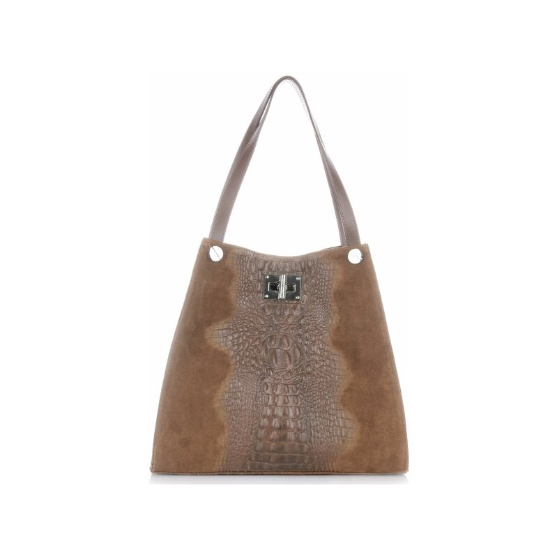 Kožené kabelka shopper bag Vera Pelle zemitá 10477 114499060