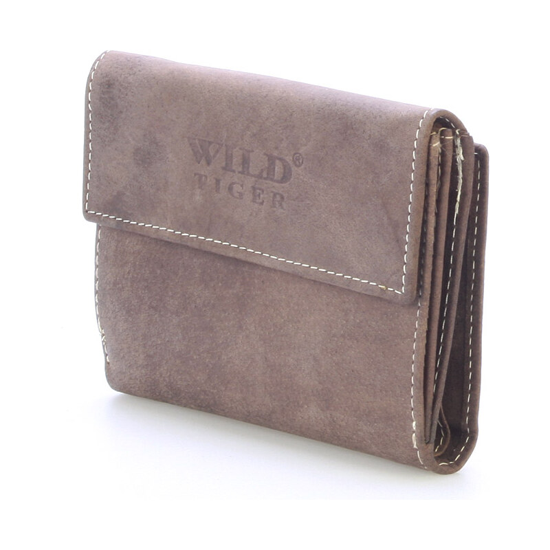 WILD collection Moderní větší kožená peněženka tmavě hnědá - WILD Hades hnědá