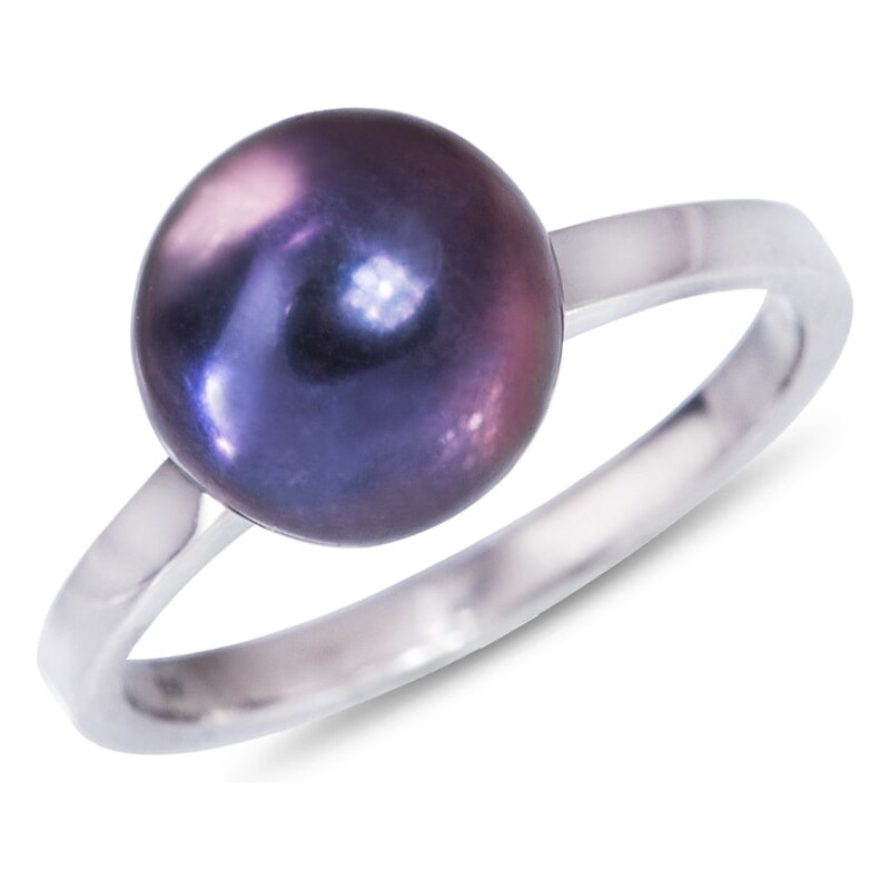 Stříbrný prsten s tmavou sladkovodní perlou KLENOTA kln5154ag