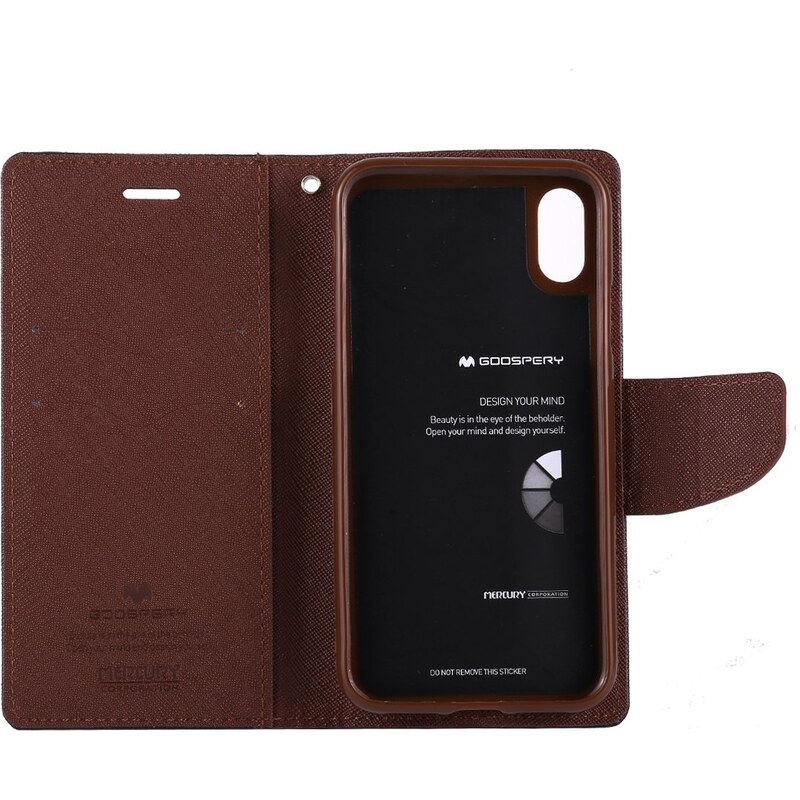 Pouzdro / kryt pro iPhone XS / X - Mercury, Fancy Diary BLACK/BROWN