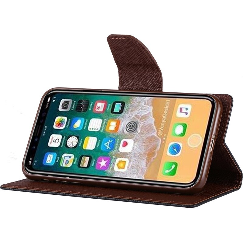 Pouzdro / kryt pro iPhone XS / X - Mercury, Fancy Diary BLACK/BROWN