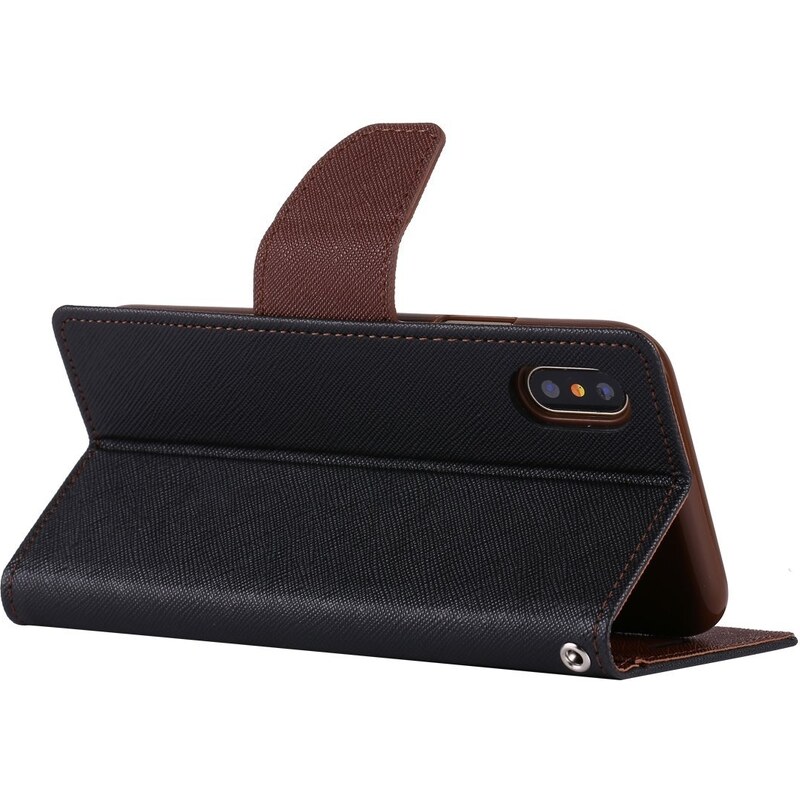 Pouzdro / kryt pro iPhone XS / X - Mercury, Fancy Diary BLACK/BROWN