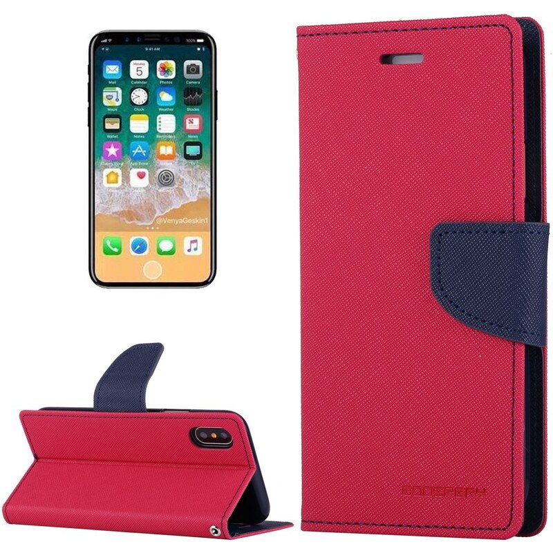 Pouzdro / kryt pro iPhone XS / X - Mercury, Fancy Diary HOTPINK/NAVY