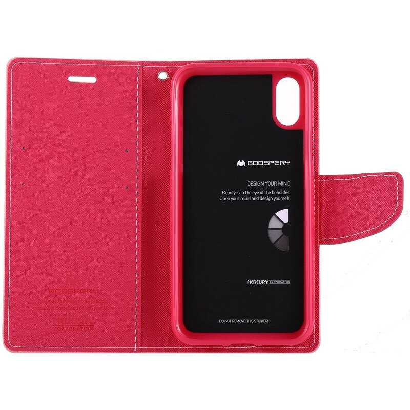 Pouzdro / kryt pro iPhone XS / X - Mercury, Fancy Diary HOTPINK/NAVY