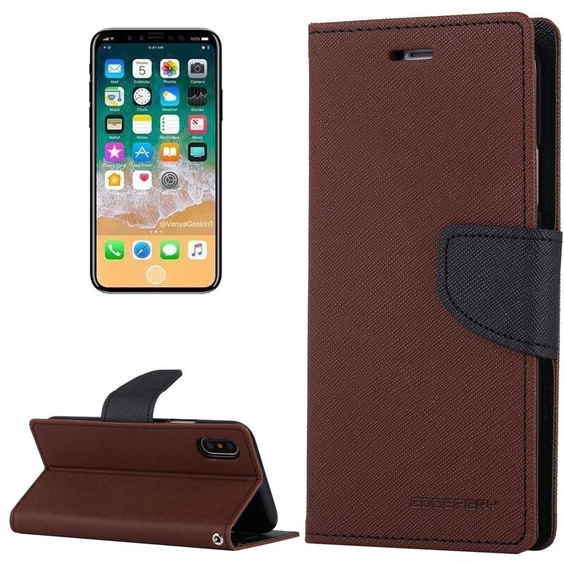 Pouzdro / kryt pro iPhone XS / X - Mercury, Fancy Diary BROWN/BLACK