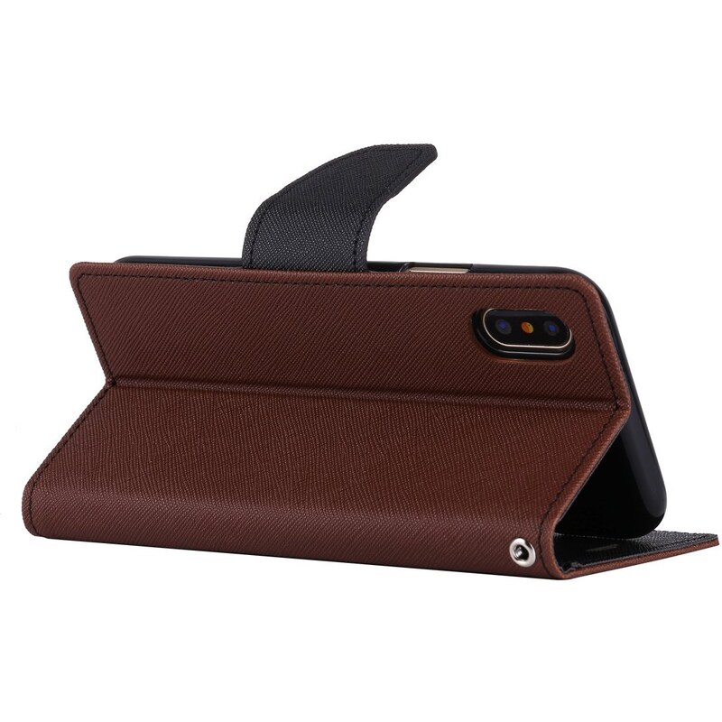 Pouzdro / kryt pro iPhone XS / X - Mercury, Fancy Diary BROWN/BLACK