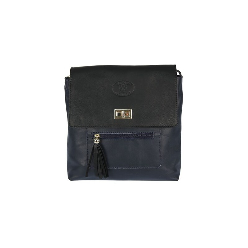 Borse Leather Italy Kabelka Borse Fashion kožená - černá/modrá