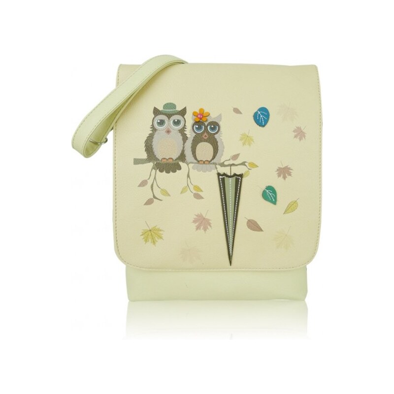 Mixone Kabelka Owl Love crossbody - světlé krémová