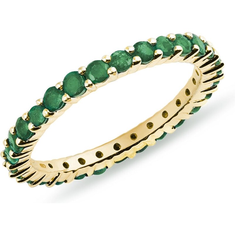 Prsten se smaragdy ze žlutého zlata KLENOTA je903